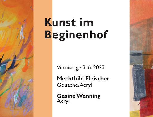 Flyer "Kunst im Beginenhof" - Vernissage der Ausstellung von Mechthild Fleischer und Gesine Wenning