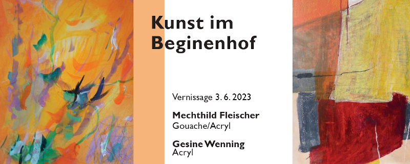 Flyer "Kunst im Beginenhof" - Vernissage der Ausstellung von Mechthild Fleischer und Gesine Wenning